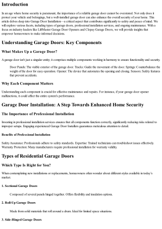 Garage Door Installation: A Step Towards Enhanced Home Security