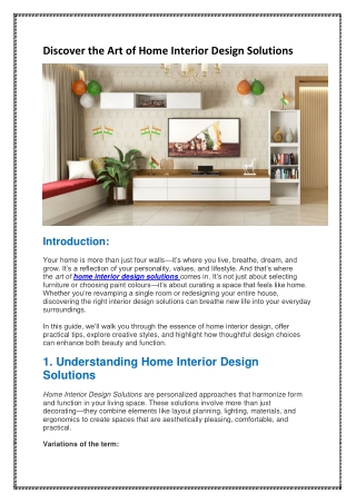 Discover the Art of Home Interior Design Solutions