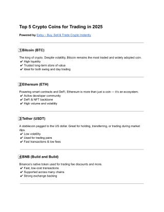 Top 5 Crypto Coins for Trading in 2025