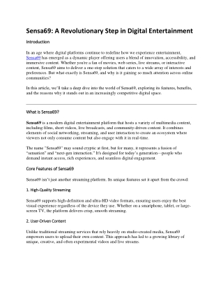 Sensa69: A Revolutionary Step in Digital Entertainment