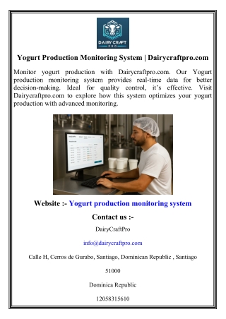 Yogurt Production Monitoring System   Dairycraftpro.com