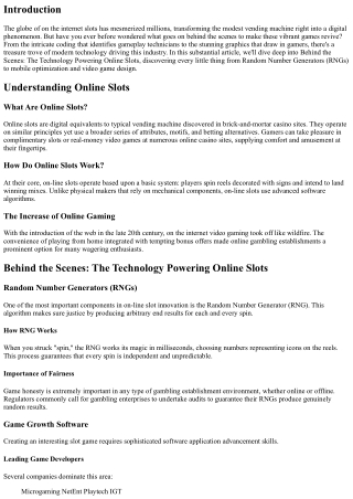 Behind the Scenes: The Innovation Powering Online Slots