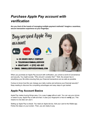 Purchase Apple Pay account with verification