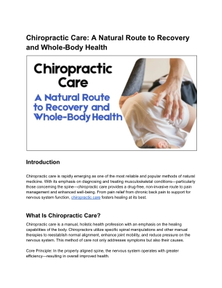 Chiropractic vs. Medication: A Natural Path to Healing
