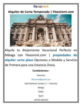 Alquiler de Corta Temporada  Flexsirent