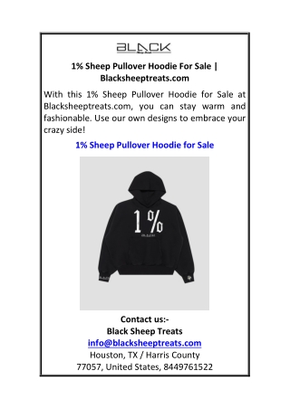 1% Sheep Pullover Hoodie For Sale Blacksheeptreats.com
