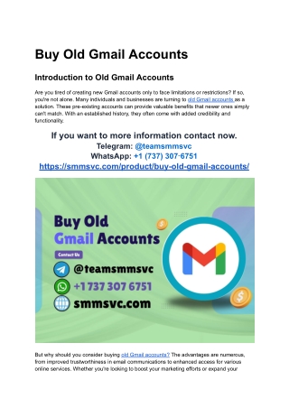 Buy Old Gmail Accounts Without Verification Issues