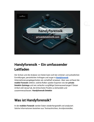 Handyforensik & Datensicherung - Ermittlungen mit Quintego
