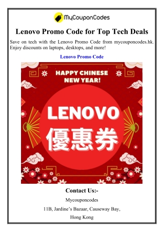 Lenovo Promo Code for Top Tech Deals