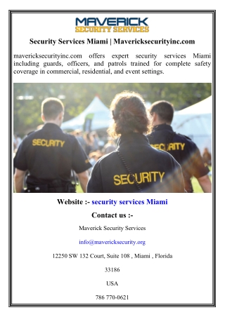 Security Services Miami   Mavericksecurityinc.com