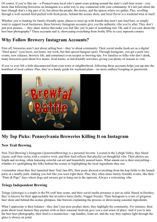Top Brewery Instagram Accounts to Follow in PA
