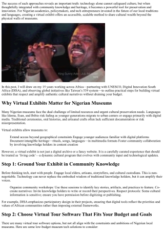 How to Create a Virtual Exhibit for a Local Museum: A Guide for Nigerian Innovat
