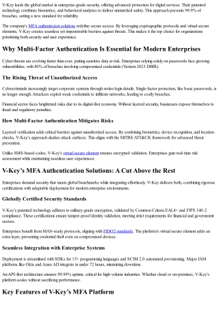 Multi-Factor Authentication by V-Key | Trusted User Access