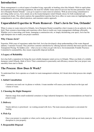 Unparalleled Expertise in Waste Removal - That’s Javis for You, Orlando!