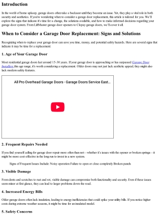 When to Consider a Garage Door Replacement: Signs and Solutions