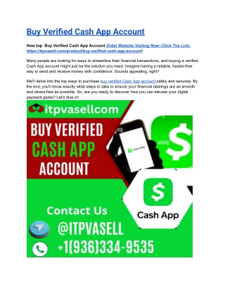 Quick tips top  best buy verified Cash App accounts hassle-free