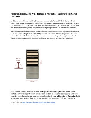 Premium Triple Zone Wine Fridges in Australia - LeCavist - PDF