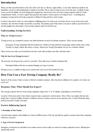 How Fast Can a Fast Towing Company Really Be?