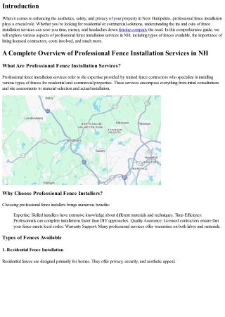 A Complete Overview of Professional Fence Installation Services in NH