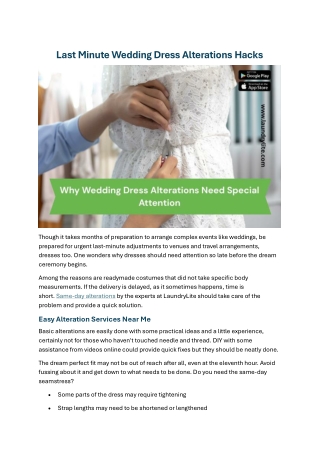 Last-Minute Wedding Dress Alteration Hacks | Same-Day Fixes by LaundryLite