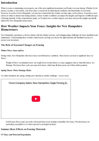 How Weather Impacts Your Fence: Insights for New Hampshire Homeowners