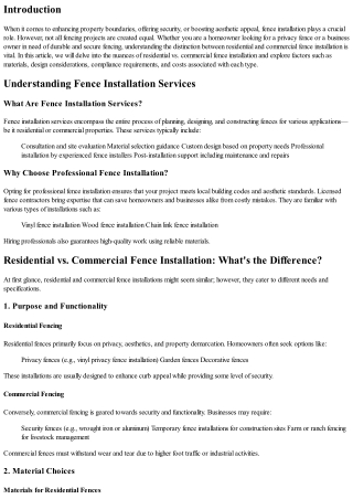 Residential vs. Commercial Fence Installation: What's the Difference?