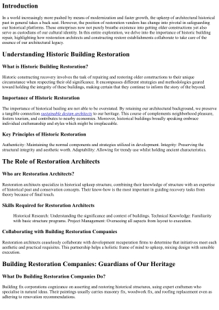 Building a Legacy: The Role of Restoration Companies in Protecting Our Architect