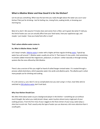 What is Alkaline Water and How Good It Is for the Kitchen