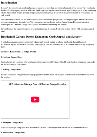 Residential Garage Doors: Enhancing Curb Appeal and Security