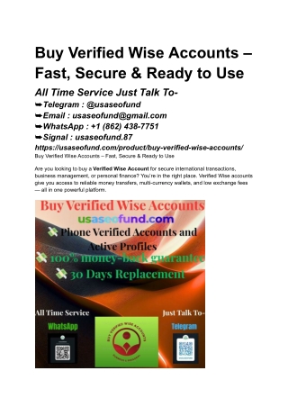 Buy Verified Wise Accounts – Fast, Secure & Ready to Use