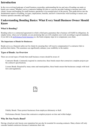 Bonding Basics: What Every Small Business Owner Should Know