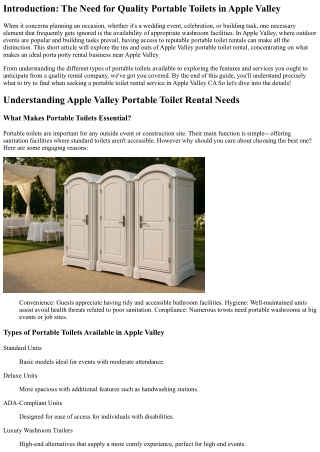 Apple Valley's Finest Portable Toilet Rental Business Revealed