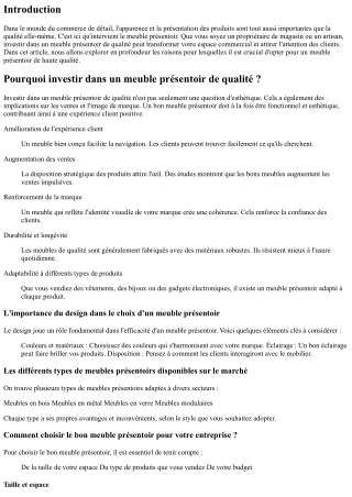 Pourquoi investir dans un meuble présentoir de qualité ?