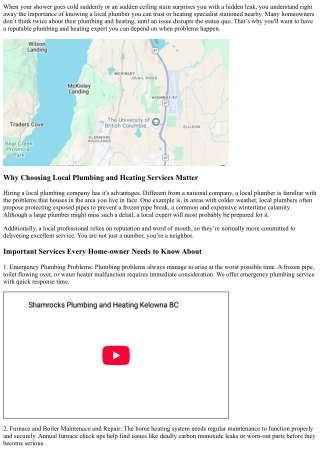 Shamrocks Plumbing, Heating & Drains, Kelownas Preferred Plumbing Specialist