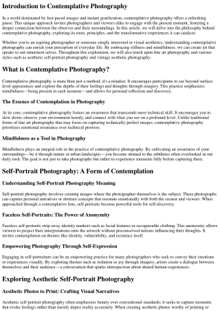 introduction to contemplative photography