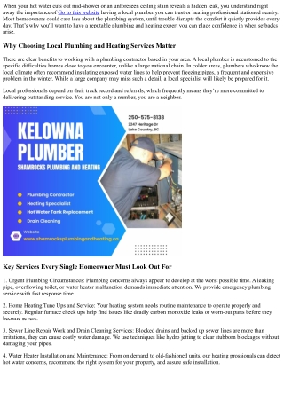 Shamrocks Plumbing, Heating & Drains, Kelownas Favorite Plumbing Company