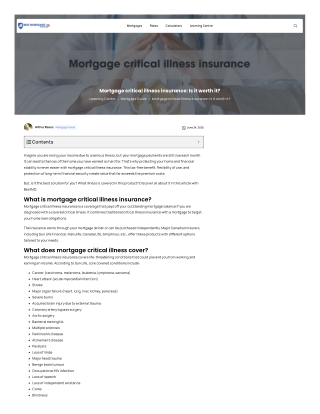 Mortgage Critical Illness Insurance - Life Stage Impact Analysis