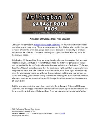 Arlington CO Garage Door Pros Services