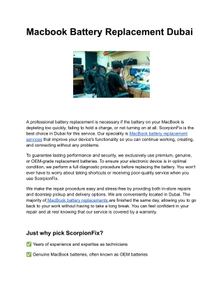 Macbook Battery Replacement Dubai