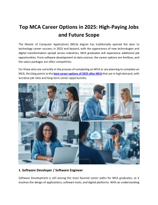 Top MCA Career Options in 2025: High-Paying Jobs and Future Scope