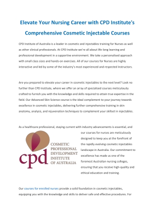 elevate your nursing career with cpd institute s