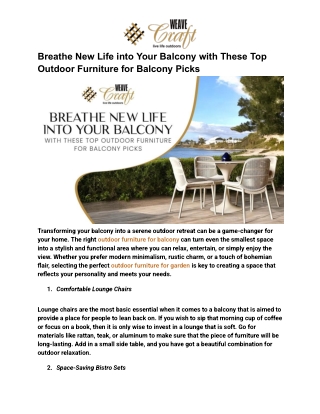 Breathe New Life into Your Balcony with These Top Outdoor Furniture for Balcony Picks