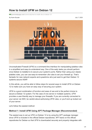 How to Install UFW on Debian 12