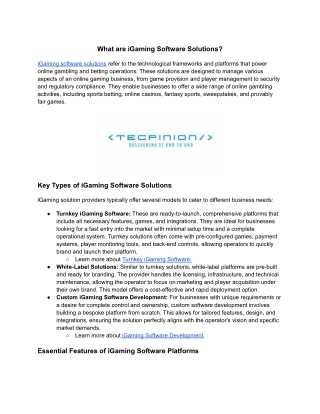 iGaming Software Solutions