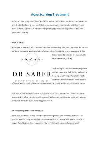 Acne Scarring Treatment - Drsaber
