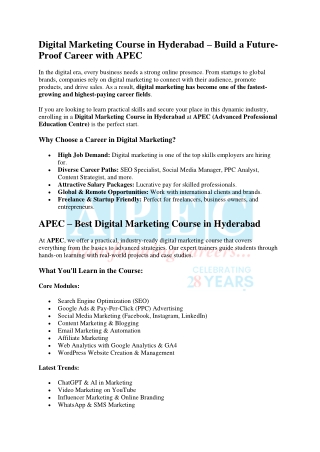 Digital Marketing Course in Hyderabad