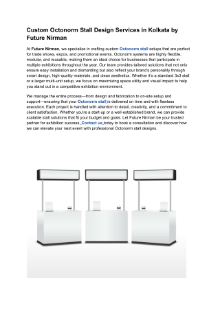 Custom Octonorm Stall Design Services in Kolkata by Future Nirman
