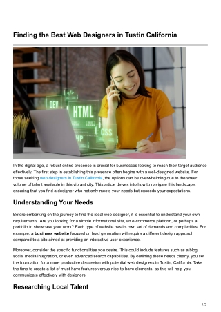 finding the best web designers in tustin