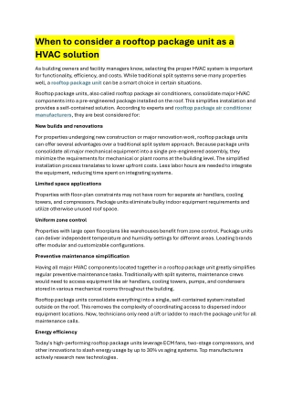 When to consider a rooftop package unit as a HVAC solution