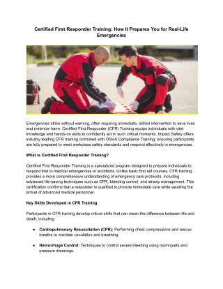 Certified First Responder Training_ How It Prepares You for Real-Life Emergencies - ImpactSafetyinc.com